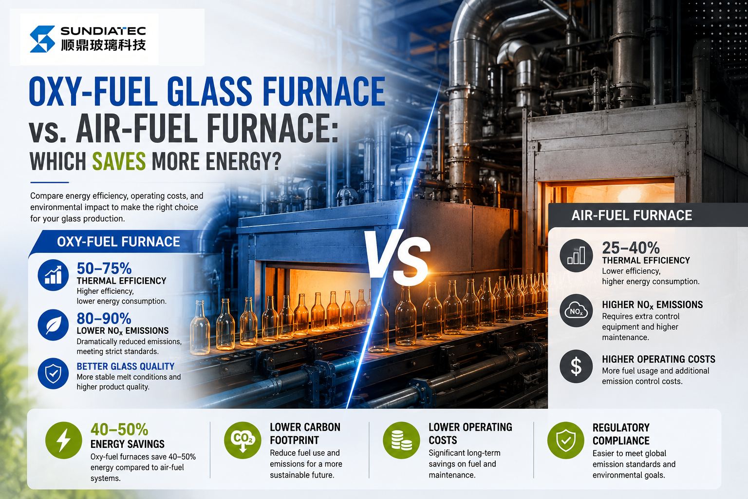 Oxy-Fuel Glass Furnace vs. Air-Fuel Furnace: Which Saves More Energy?